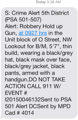 unit block of O St NW crime 2015 01 27