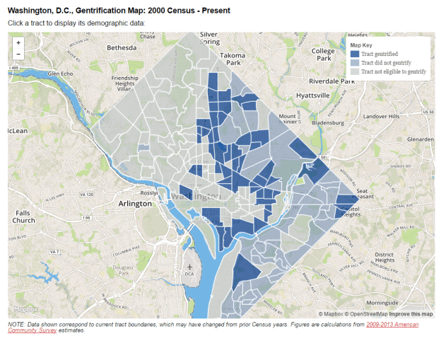 Washington DC gentrification map 2000 census - present 2015 02