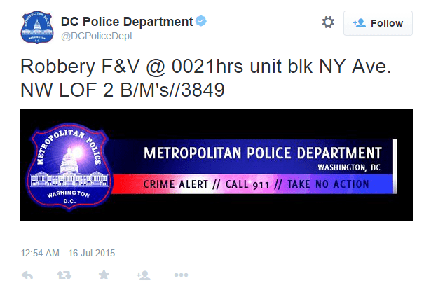 MPD tweet robbery 2015 07 16