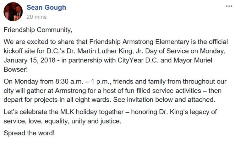 Friendship PCS MLK Day of Service 2018 01 15