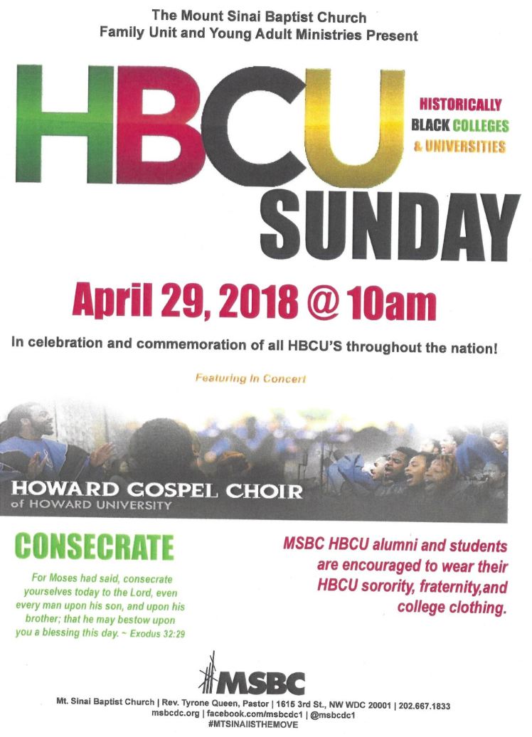 Mt Sinai Baptist Church HBCU 2018 04 29