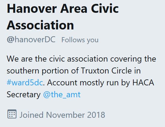 Hanover Area Civic Association Twitter 2018 11 23