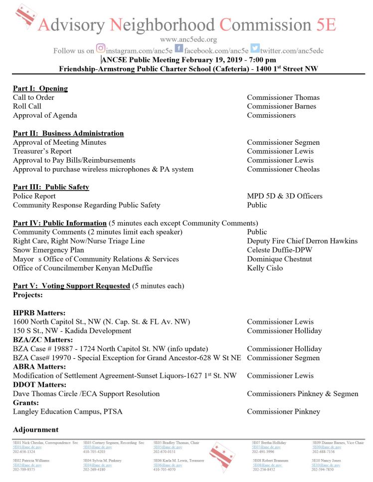 ANC5E meeting agenda 2019 02 19