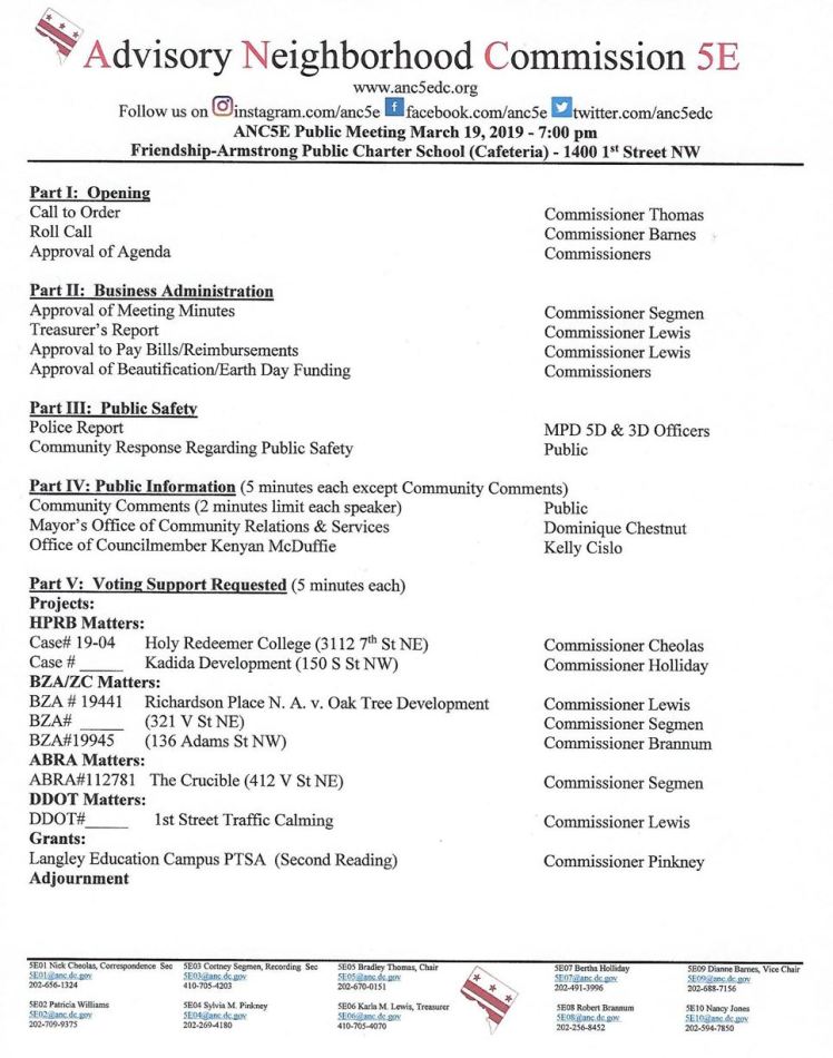 ANC5E meeting agenda 2019 03 19