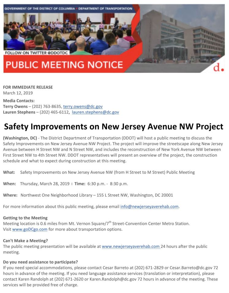 DDOT safety improvements on NJ Ave NW 2019 03 28