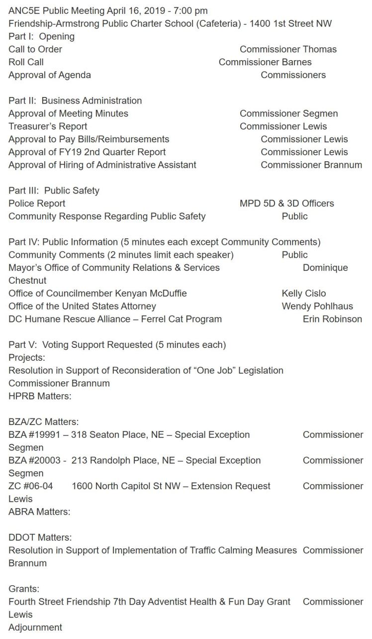 ANC5E meeting agenda 2019 04 16