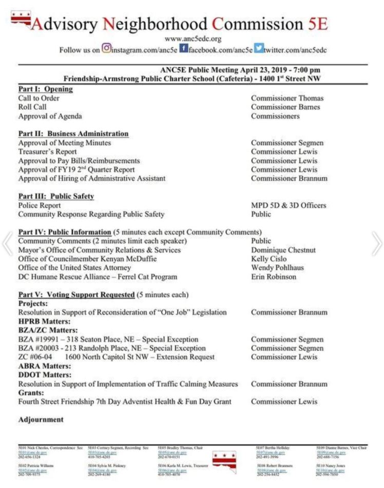 ANC5E meeting agenda 2019 04 23