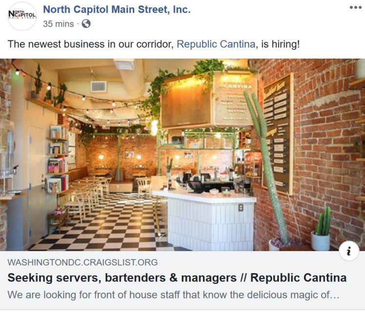 Republic Cantina now hiring 2019 07 25