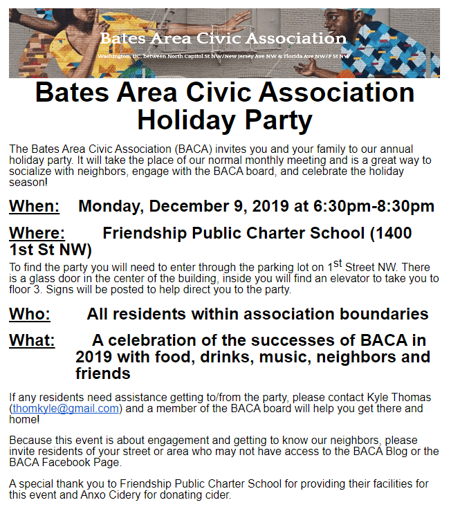 BACA holiday flyer